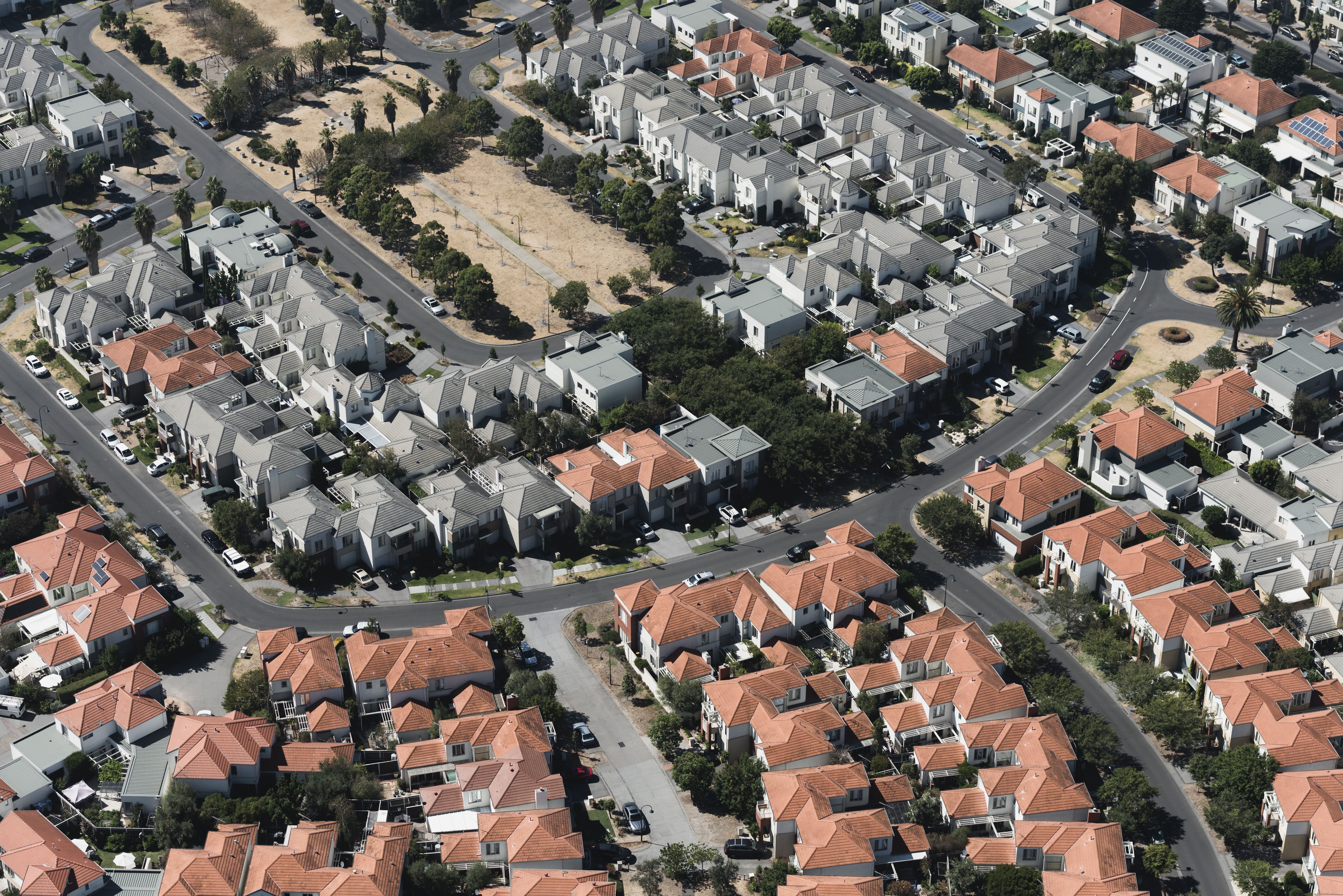 Vista aérea de los suburbios en Melbourne Australia